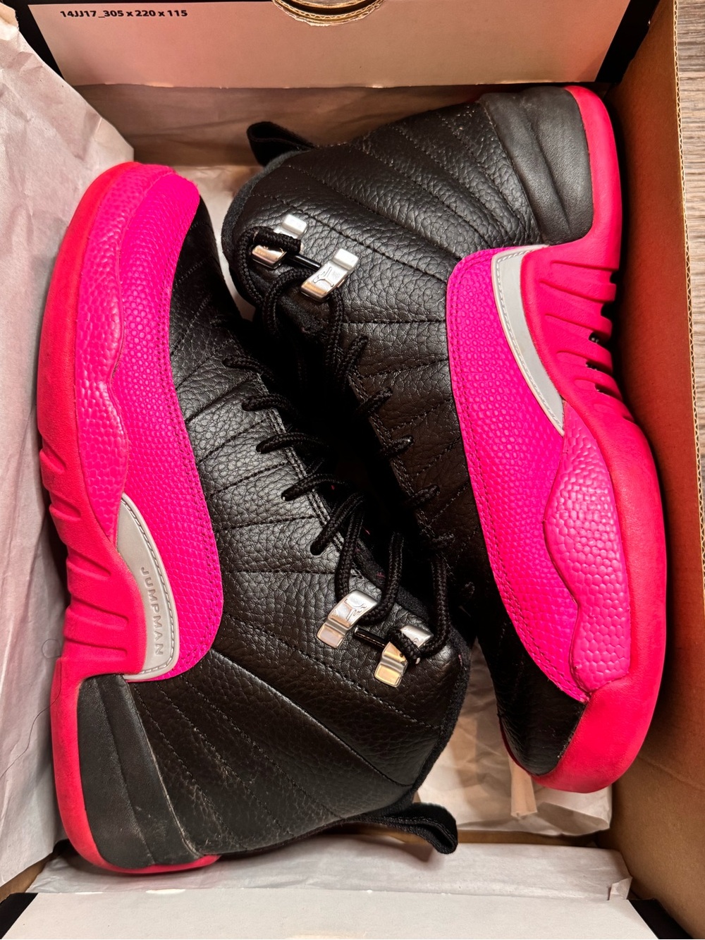 Jordan Air Jordan 12 Retro GG Black & Pink Basketball Sneakers - Picture 2 of 3